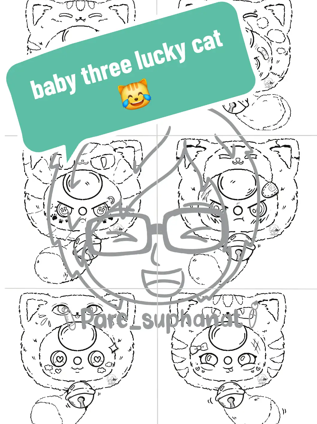 🔔เบบี้ทรีแมวนำโชค😺baby three lucky cat🌟✨️ #ครูศิลปะ #fyp #กล่องจุ่ม #กล่องสุ่ม #special #DIY #สกุชชี่ #เบบี้ทรี #กล่องสุ่มทําเอง #blindbox #squishy #babythree #popmart #babythreeluckycat 