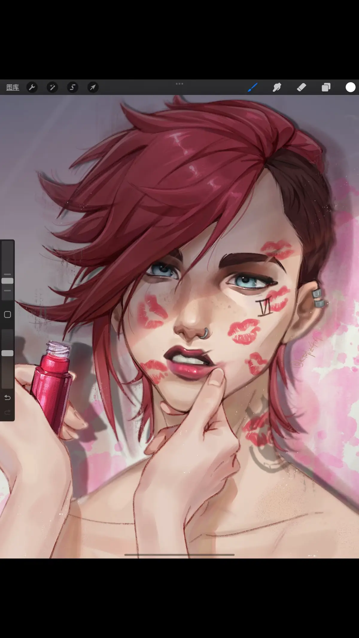 caitlyn kissing lipstick all over her face  #vifromarcane #arcaneleagueoflegends #foruoupage 