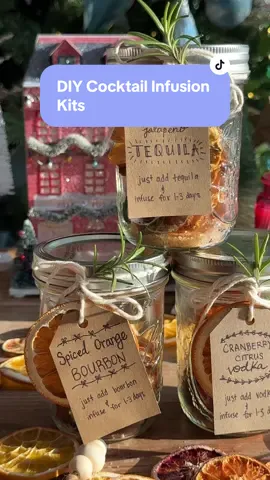 DIY Cocktail Infusion Kits are the best homemade holiday gift!!🎄🎁  You’ve probably seen these cocktail kits at stores this time of year and as cute as they are, $25 a jar is a bit pricey, especially if you want to buy several. The good news is, you can make them at home for a fraction of the price and it’s really not that difficult! Full tutorial on crowdedkitchen.com Here’s the basic rundown on the 3 flavors we made (we also have a few more ideas on our website if these don’t appeal to you!): Spiced Orange Bourbon: you’ll need an orange, 3 pieces crystallized ginger, a cinnamon stick, a few whole cloves, 1 cardamom pod and 1 star anise pod. Pineapple Jalapeño: you’ll need a few pineapple slices, 1 jalapeño, a lime, and 1 tbsp sugar. Cranberry Citrus Vodka: you’ll need ~1/2 cup fresh cranberries (halved), a blood orange, a tangerine, 1 sprig rosemary and 1 tbsp sugar. To dry out the fresh ingredients, preheat your oven to 170˚F and line a few baking sheets with parchment paper. Slice everything to the same thickness (about ⅛-inch). Place all of the fruit on the sheet pans, grouping it by type (some fruits will take longer than others). Place in the oven. Rosemary: 1-2 hours. Limes and cranberries: 3-4 hours. Oranges: 4-6 hours. Pineapple and jalapeño: 6-8 hours (start checking early and often as every oven is different!!). The fruits are done when they are completely dry to the touch on both sides. They may still be slightly pliable when you remove from the oven, but will harden as they cool. Assemble the jars! Simply add all ingredients to a glass mason jar, screw on the lid and add a label. Write on the label, instructing the user to fill the jar with the alcohol of their choice and infuse for 1-3 days before straining. Let us know if you have any questions - we tried to answer all of them on our website so find lots more info + more ingredient ideas there! (Link in bio ’) #diygift 