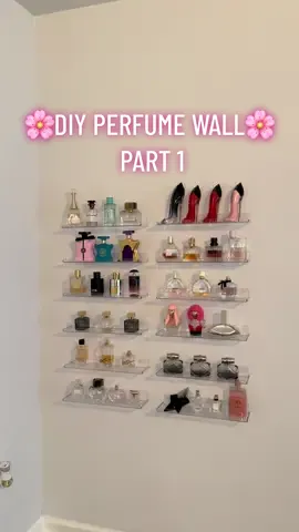DIY perfume display wall part 1 done by me 💗🫶🏾 #fyp #perfumewall #acrylicshelves #fypシ #fy #masionfranciskurkdjian #nickiminaj 
