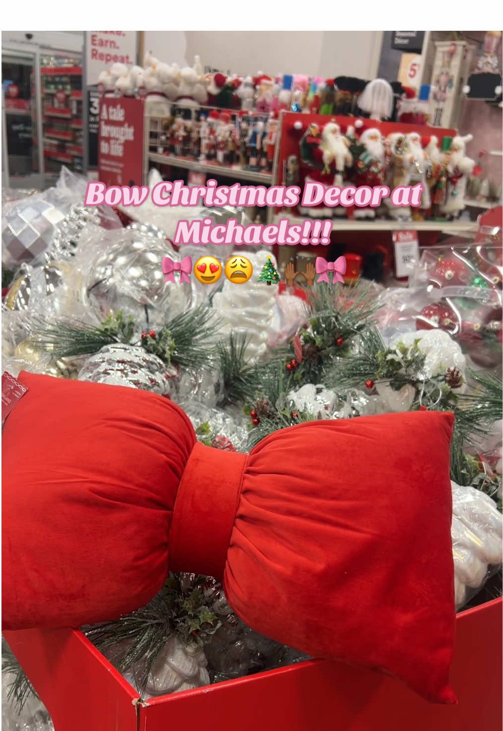 I really gotta go through all my Christmas Decor to see what I’m doing. Specifically with the trees lol @Michaels Stores #michaelsfinds #bows #coquette #pink #christmasdecor #holidays #shopwithme #shoptok #shoppingvlog #Vlog #comewithme 