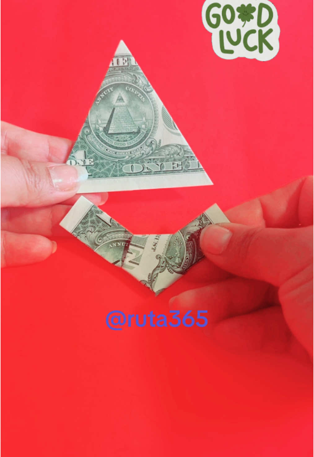 Amuletos para la buena suerte hechos con billetes de 1 dolar#triangulo para la buena suerte hecho con un billete #figuras para la buena suerte hechos con billetes ❤️