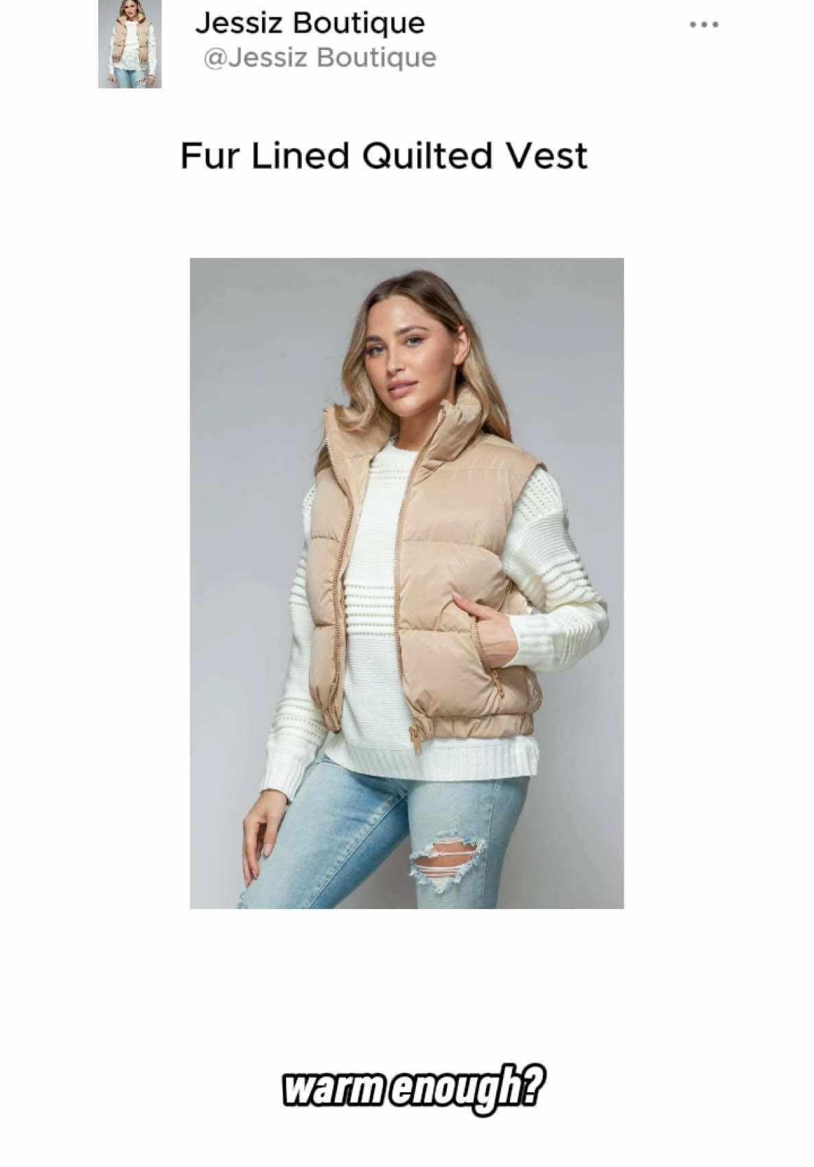 SNOBBISH FINE FUR LINING QUILTED VEST #jessizboutique💗 #jessizboutiquetiktokshop #somethingforeveryone💕 #seehergreatness #falldealsforyou #boutiqueclothing #fallfashion #onlineboutique #falloutfits #puffervest 