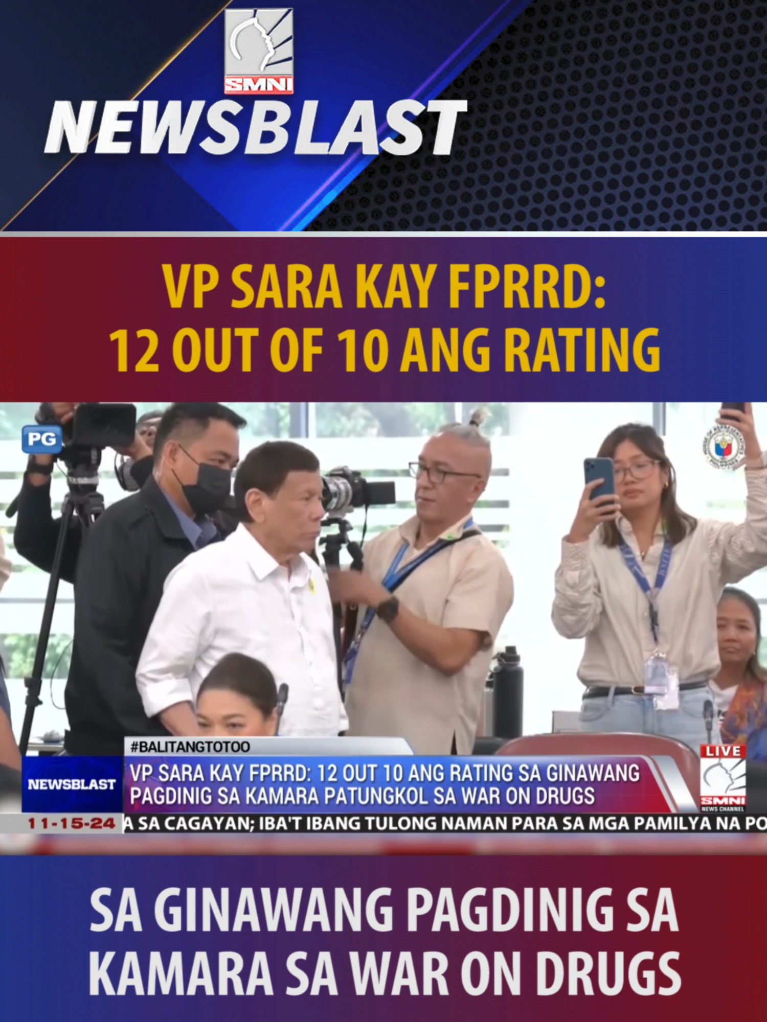 VP Sara kay #FPRRD: 12 out of 10 ang rating sa ginawang pagdinig sa Kamara sa w*r on d**gs. #SMNINewsblast #SMNINews #SMNI