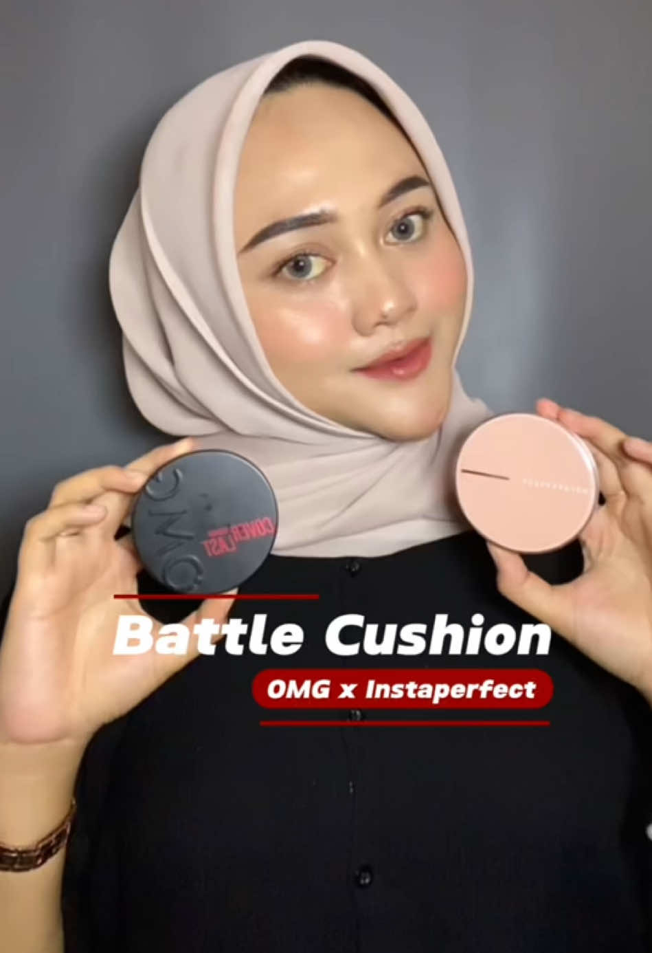 Battle Cushion👀💌 cusihon OMG x Instaperfect, menurut aku untuk finishnya sama sama hight coverange dan bisa menutupi redness di wajah aku dengan sempurna🤩 keunggulan cushiondari @OMG versi aku : • sudah teardropp puff • packaging sudah emboss #OMGGotYouCovered #OMGCushion #fyp #bmc 