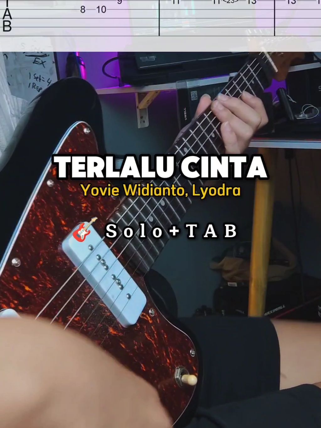 🎶Terlalu Cinta - Lyodra (Gitar Improv+TAB) 🥂 edisi karokean pake gitar krna bukan penyanyi😅 #terlalucinta #lyodra #guitartabs #guitarsolo #guitartok 