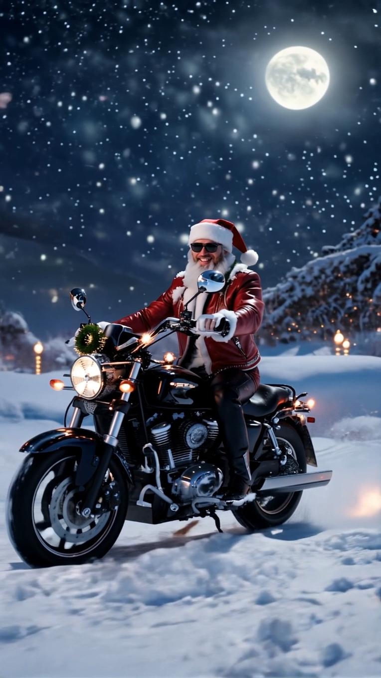 🎅🔥 Santa just got an upgrade! Riding into the holidays in style, this cool and modern Santa trades his sleigh for a Harley! A mix of rockstar vibes and Christmas cheer, spreading festive joy wherever he goes. Who else would love to see Santa deliver gifts like this? 🌟🎁 #ModernSanta #SantaOnHarley #ChristmasVibes #HolidayCool #SantaClaus #Christmas2024 #WinterWonderland #BikerSanta #HolidaySpirit #RockstarVibes #CoolChristmas #ElfLife #HolidayJoy #ChristmasCountdown #DreamyWinter #push #foryoupage❤️❤️ #xmas #christmas #elfitup #elf #FYP #WinterMagic #HolidayInspo