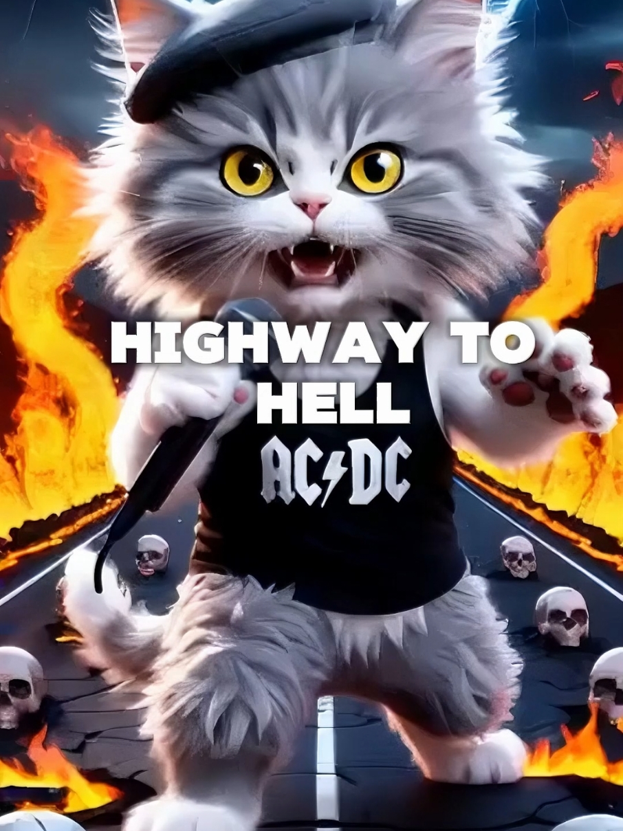 Highway to Hell - AC/DC  #cats #rock #acdc #highwaytohell #lyrics_songs #fyp #viralmusic 