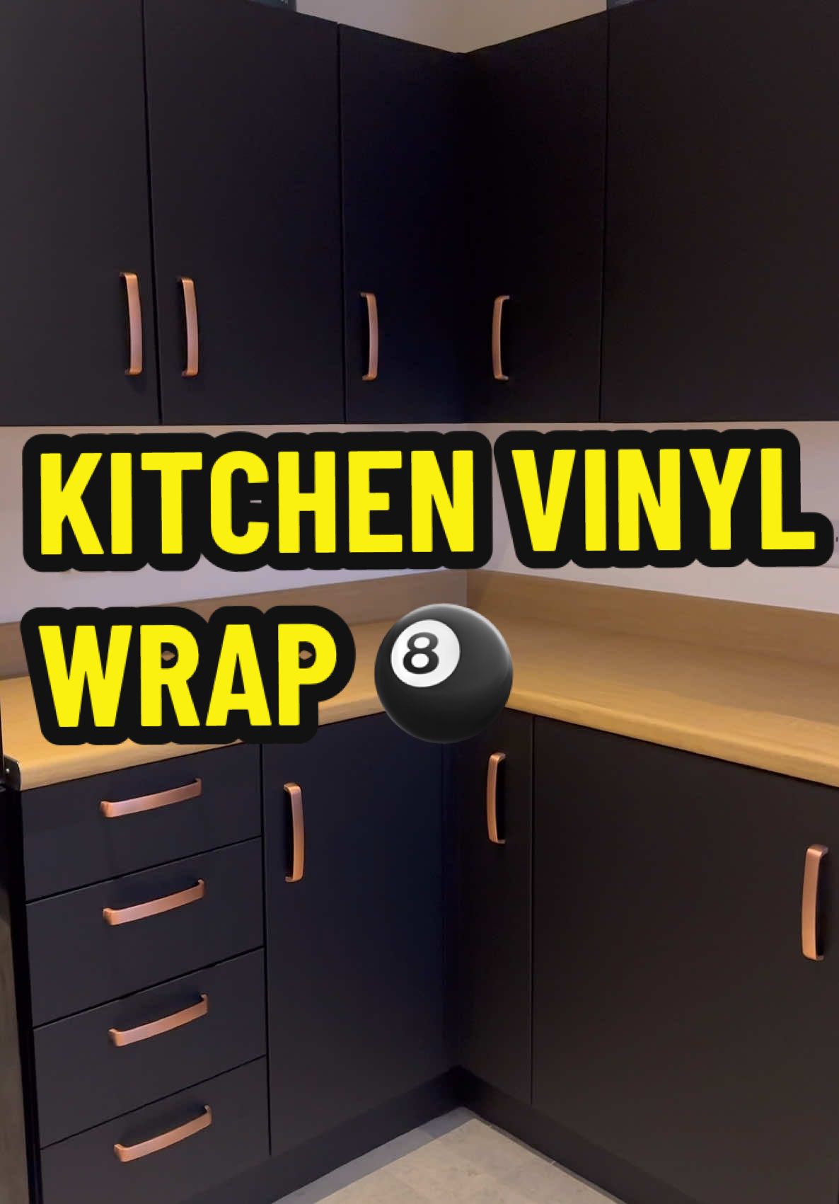 KITCHEN VINYL WRAP 🎱 #kitchenwrap #kitchenwrapping #homedecor #kitchendesign #SmallBusiness #asmr