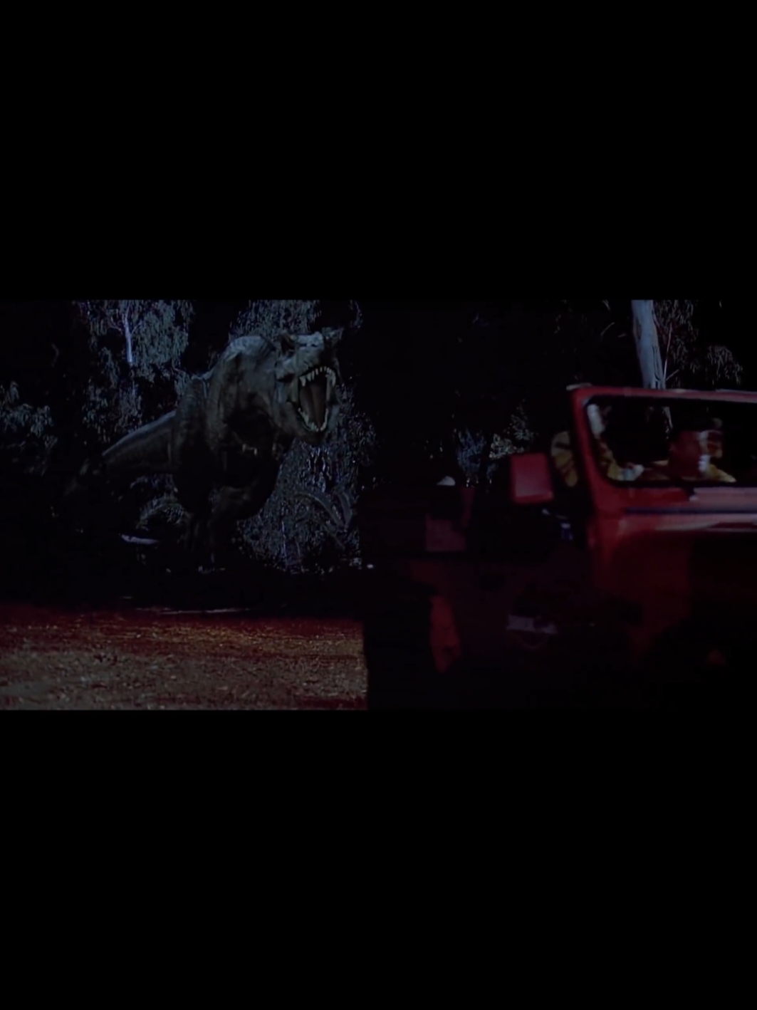 Jurassic park 1 (1993) T Rex Jeep Chase #jurrasicpark #tyrannosaurus #tyrannosaurusrex #trex #trexroar #mustgofaster #jurassicparktrex 