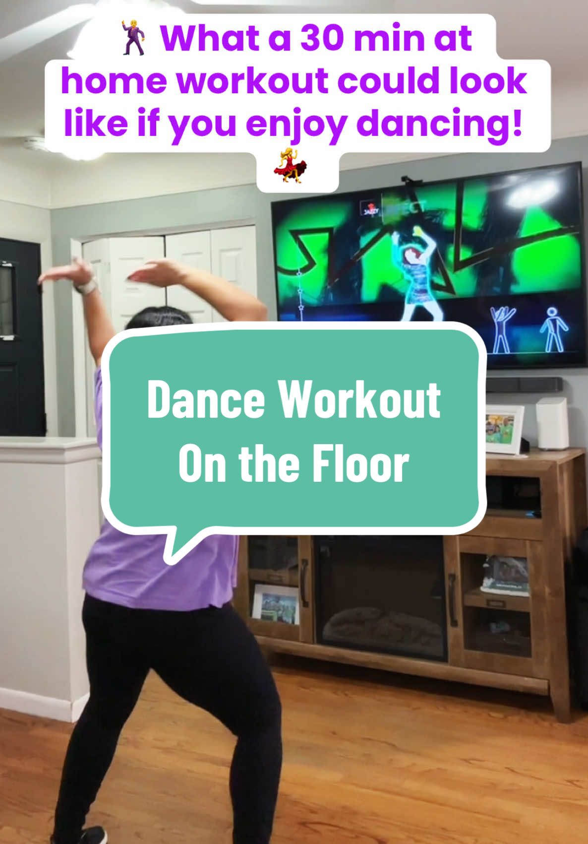 Remember to just dance and feel free! 💃Movement is what matters, not perfection! 💜 - @justdancegame  On the Floor by @JLO  #dancefitness #danceworkout #workoutmotivation #justdance #weightlossmotivation #athomeworkouts #100lbsdown #plussizeworkouts  #creatorsearchinsights 