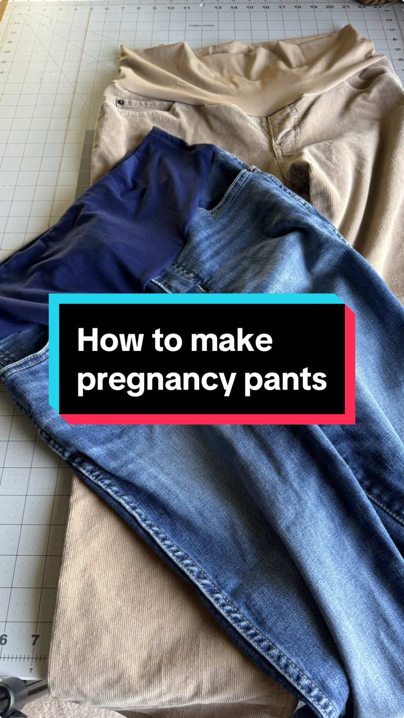 Alter your pants to add a pregnancy stretchy band. This turned out great and comfortable for my friend. Let me know if you try this out! #sewinglover #sewing #sewinglove  #sewingproject  #costura #lovesewing #sew #handmade  #DIY #futureoldlady #transformation 