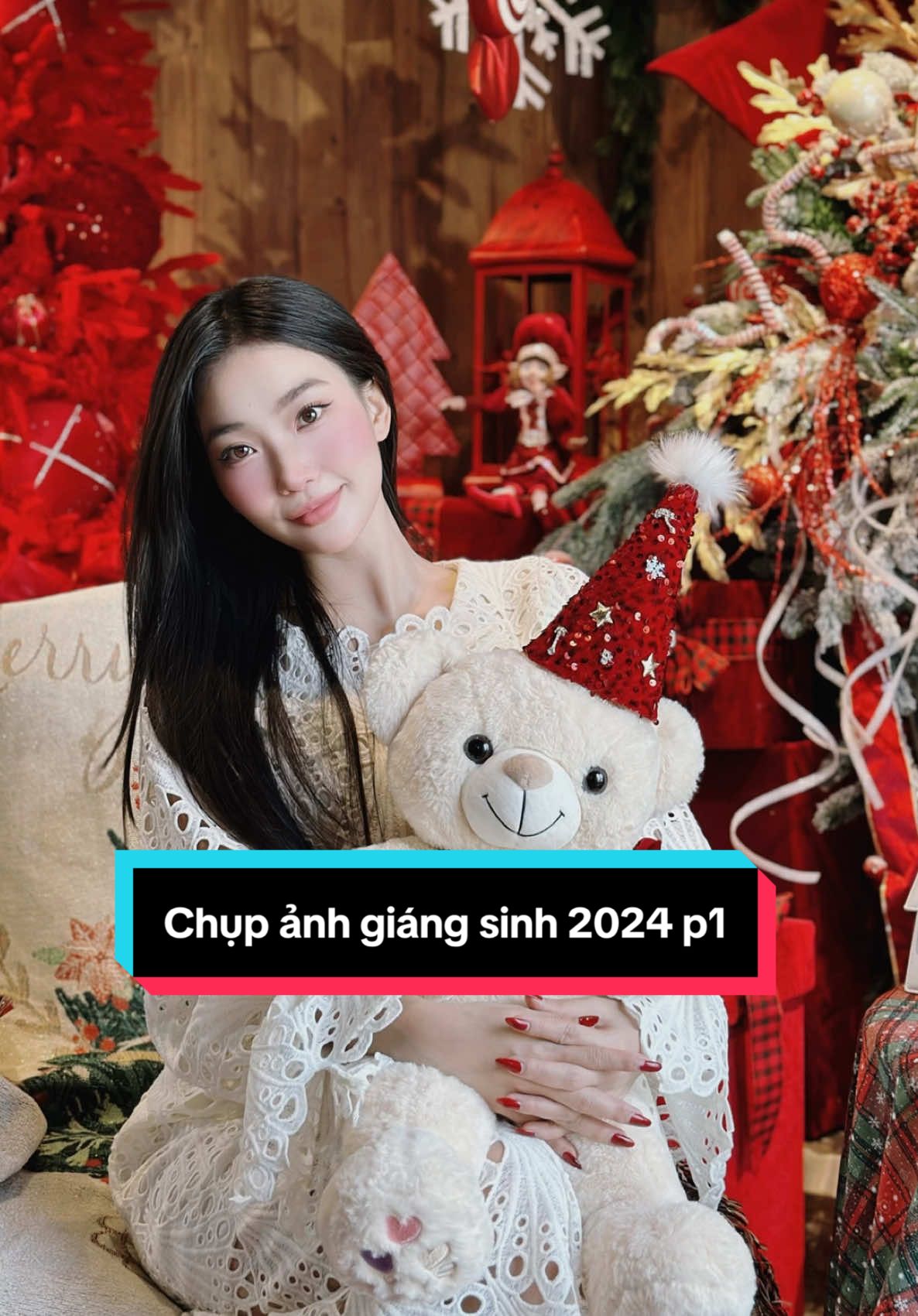 P1. Quán có em gấu để chụp cùng xinh lắmmm #n_huechi_ #taodangchuphinh #huongdanchupanh #chupanhnoel #giangsinh2024 #chupanh 