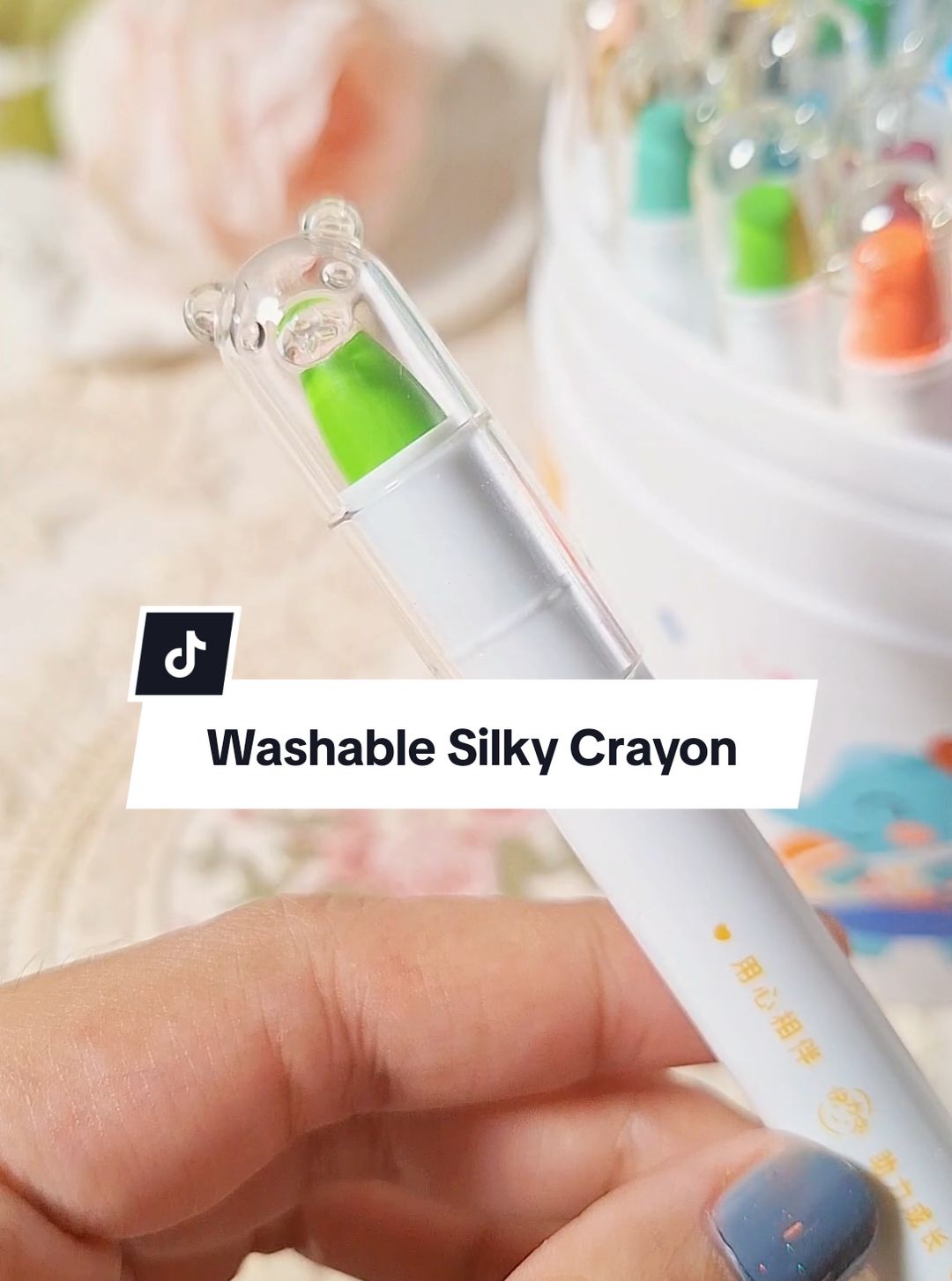 Washable Silky Crayon, cocok banget buat anak2 yang lagi belajar mewarnai. Warnanya cerah, pigmentasi bagus, tekstur silky jadi effortlessly dan yang terpenting washable, ini bisa dibersihin pake air. #gebyarbelanjanovember #silkycrayon #crayon #mewarnai #CapCut 