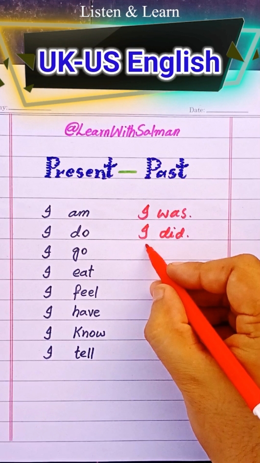 ( Present To Past ) sentences. #learnenglishwith  #english #learnenglish  #englishlanguage  #englishlearning #englishtips lligent #learnenglishonline → #learnlanguages #english learners #englishidioms #englishlessonssppy  #englishtutor #englishteachers  #spokenenglish #funlearning  #easyenglish #englishome  #learnfromhome #englishteaching  #englishconversation  #englishcourses  #englishasasecondlanguage  #learnenglishlanguage  #foreignlanguage  #onlineeducation #studyonline  #studyingenglish #vocab  #englishspeakingpractice  #englishempowers  #spokenenglish #fyp #vairal  #engliahgrammar #foryourpage  #unfreezemyacount #foryourpage  #english @TikTok UK #english #foryourpage  #unfreezemyacount  #engliahgrammar #vairal #fyp  #spokenenglish  #englishempowers  #englishspeakingpractice  #usaenglish #usa_tiktok  #urdutoenglishh #ukenglishclass  #uktutor #ukenglish #usenglish  #contractions #franceenglish  #polandenglish #britishenglish 