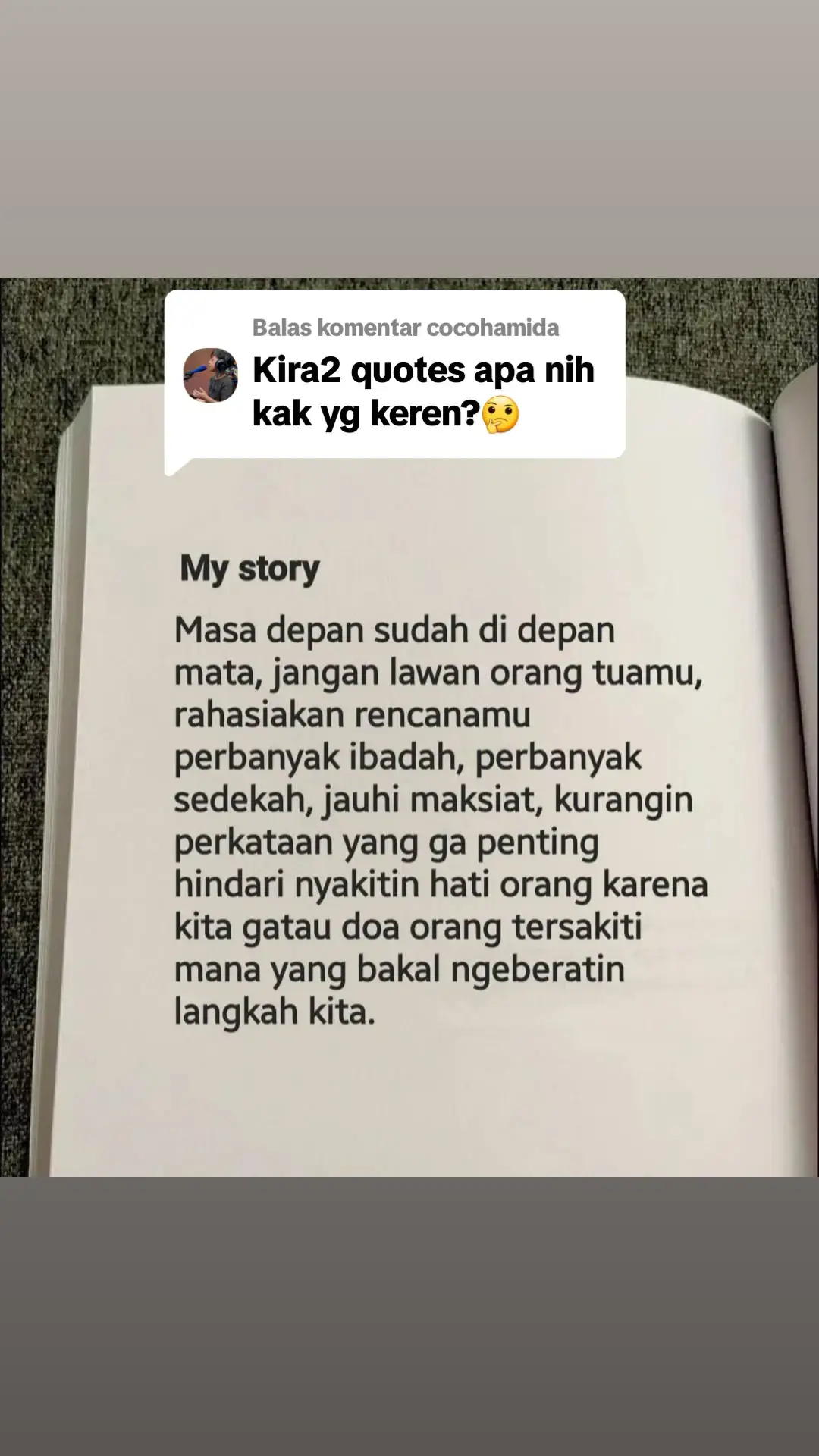 Membalas @cocohamida  terus berjuang tetap semangat pantang menyerah #mystory #foryourpage #foryоu #storytime #quotestory #quotes #lewatberanda #fypシ゚viral #fyppppppppppppppppppppppp #TikTokCreatorSearchlnsightslncentive 