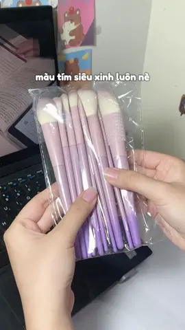 bộ cọ makeup màu tím siêu yêu luôn mà 🌰 nữa #makeup #review #xuhuong 