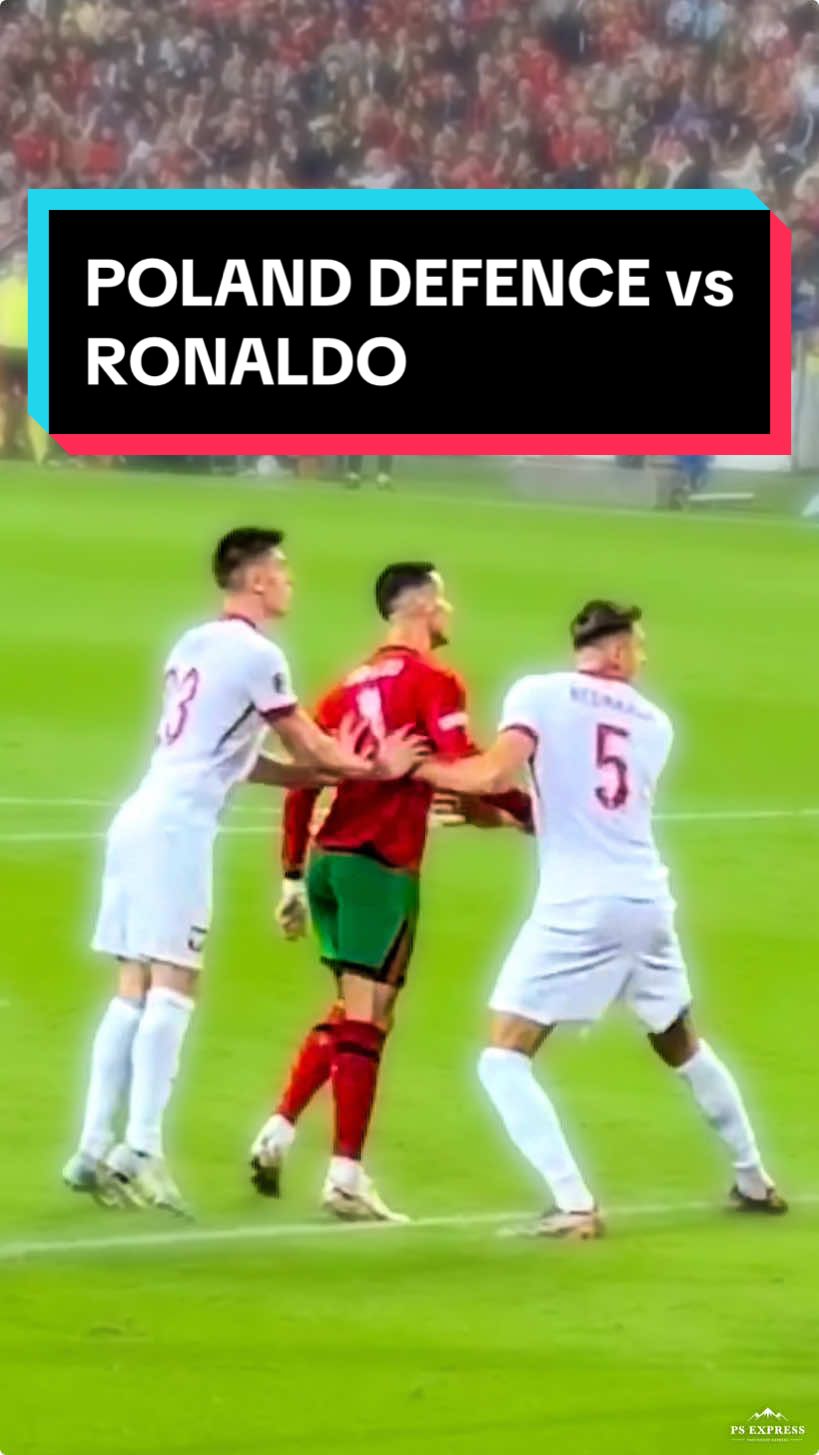 Do not touch the Goat Ronaldo Poland's defence players had difficulty in stopping Cristiano Ronaldo in the Portugal-Poland match played in the Nations League. Ronaldo scored 2 goals in the match which Portugal won 5-1 #ronaldo #cristianoronaldo #portugalpoland #fyp #siuu #ronaldosiuu #nationsleague #portugal #cr7 #mrbati #kamilpiatkowski #football 