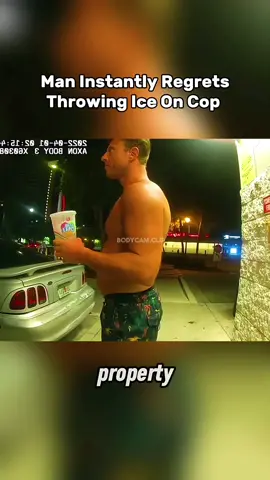 After officers tell the man to take his drink and walk away from the gas station, the man throws his ife on the cop. Backup arrives and arrests the man. #copcam #fypツ #bodycamera 