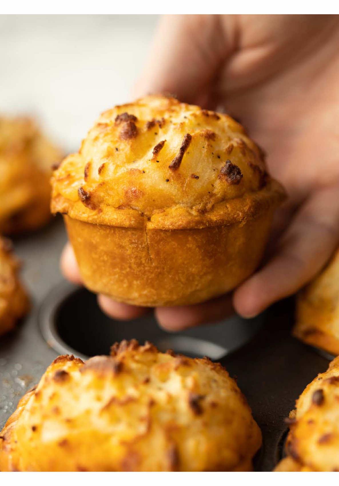 These are so perfect for this time of year and couldn’t be more delicious if they tried! Good luck not eating the whole batch 😅 Enjoy! Chris x MINI COTTAGE PIES | Makes 12 INGREDIENTS 2x 320g/11.3oz sheets of Shortcrust Pastry Oil Spray of Melted Butter, to grease tin ➡️BEEF: drizzle of Olive Oil 1 medium Onion, finely diced 1 medium Carrot, finely diced 75g / 2.5oz Mushrooms, finely diced (I use Chestnut Mushrooms) 1 clove of Garlic, finely diced 500g / 1lb Minced/Ground Beef (10-12% works great) 1 tbsp Tomato Puree (Tomato Paste in US) 60ml / 1/4 cup Red Wine 300ml / 1 1/4 cups Beef Stock 2 tbsp Worcestershire Sauce 1 heaped tbsp Beef Gravy Granules 1/2 tsp EACH: Dried Thyme, Dried Rosemary ➡️MASH: 750g / 1.6lb Baking Potatoes 90g / 3oz Cheddar, grated 3 tbsp Whole Milk or Cream 2 tbsp Butter 1/2 tsp Salt, or to taste 1/4 tsp Black Pepper, or to taste 1/8 tsp Ground Nutmeg METHOD ➡️FILLING: Add a drizzle of oil to a large pan over medium-high heat. Add the onion, carrot, mushrooms and garlic and sweat it all down until it softens and starts to lightly colour. Add the beef and fry until browned all over, breaking it up with your wooden spoon as you go. Stir in the tomato puree then add the wine. Simmer for a few mins to allow the beef to soak it up, then pour in the beef stock. Stir in the Worcestershire sauce, gravy granules, thyme and rosemary and bring to a simmer. Turn the heat to low and simmer for around 20-25 minutes until the gravy is nice and thick. Adjust seasoning if needed then leave to cool for 10-15 mins. ➡️MASH: Peel and dice the potatoes in chunks, then add to a large pot of heavily salted cold water. Bring to a boil and cook the potatoes until fork tender. Drain and give them a shake, then leave them in the colander for 5 minutes to allow moisture to escape (watery potatoes = sloppy mash). Add the potatoes back to the pot and mash with the butter, cream/milk, cheese, nutmeg and salt & pepper. ➡️PIES: Preheat the oven to 190C/375F. Slice 12x 10cm/4