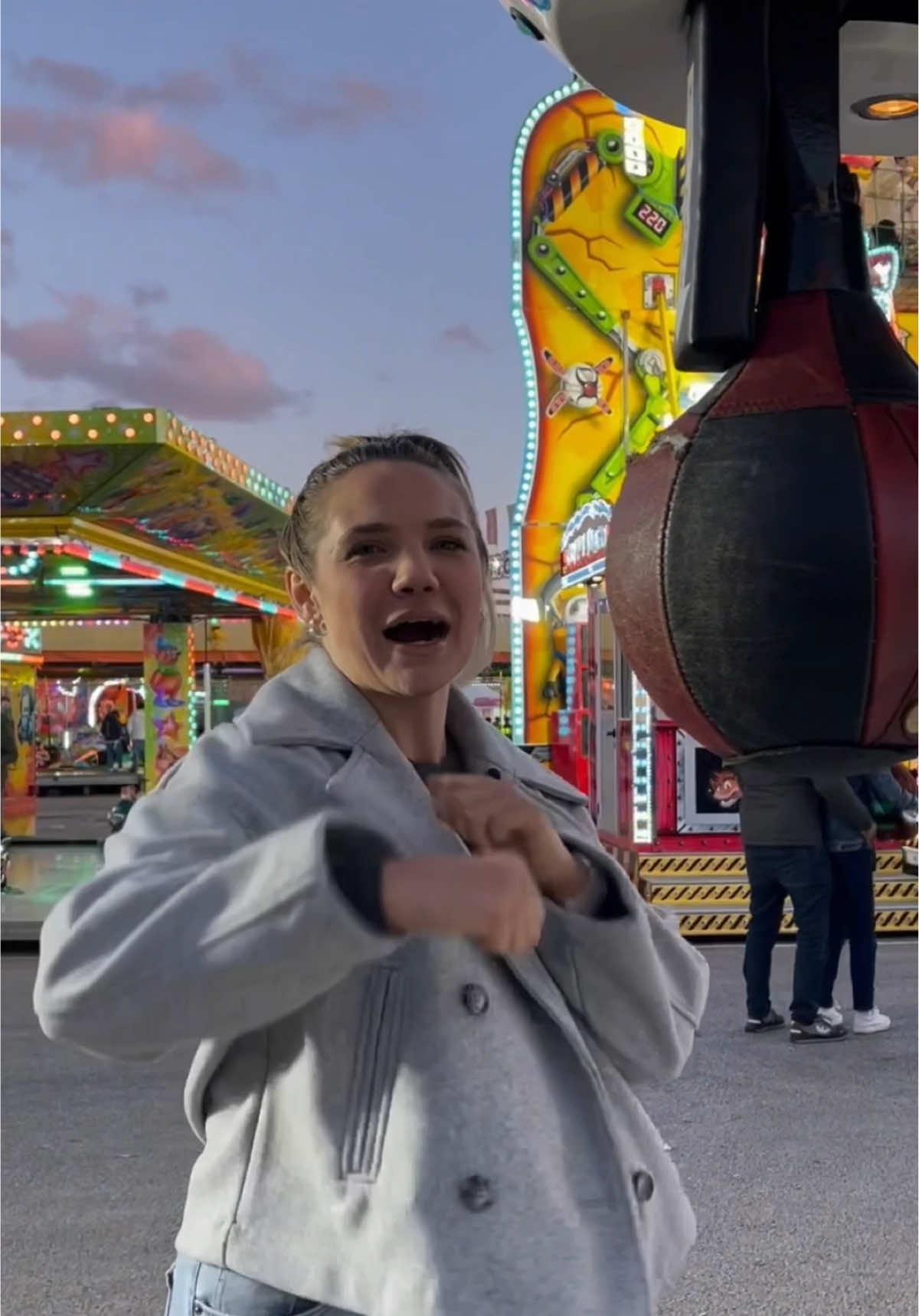 Even punching machines need hugs….before the hammer drops. 😏 #fyp #boxing #stronggirl