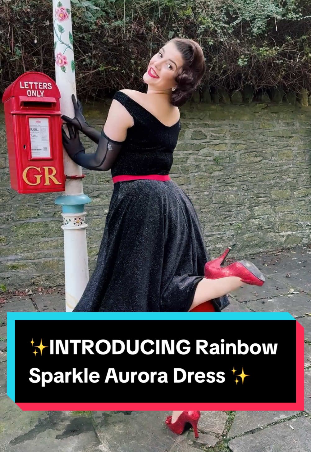 ✨INTRODUCING Rainbow Sparkle Aurora Dress ✨ We know in this video it looks like the sparkles in this dress are just one colour BUT we promise that they are the most beautiful multi-coloured sparkles. (That is impossible to pick up on camera!) Trust us on this one, they are STUNNING 🖤 Available in the Aurora & Bettie Dress online and in store now! #deadlyisthefemale #swingdress #1950sdress #vintagereproduction #dresswithpockets #christmasdress 