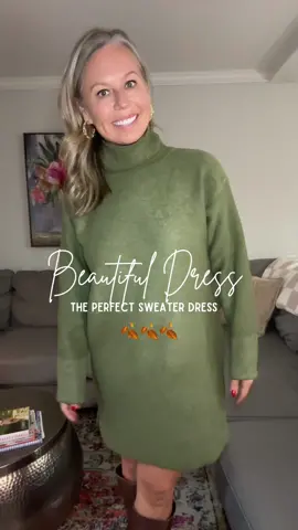 Green Sweater Dress High Neck. #fypシ #fyp #fyppppppppppppppppppppppp #fall #fashion #fashiontiktok #tiktokshopblackfriday #tiktokshopcybermonday #tiktokshopholidayhaul #casual #dresses #sweaterweather 