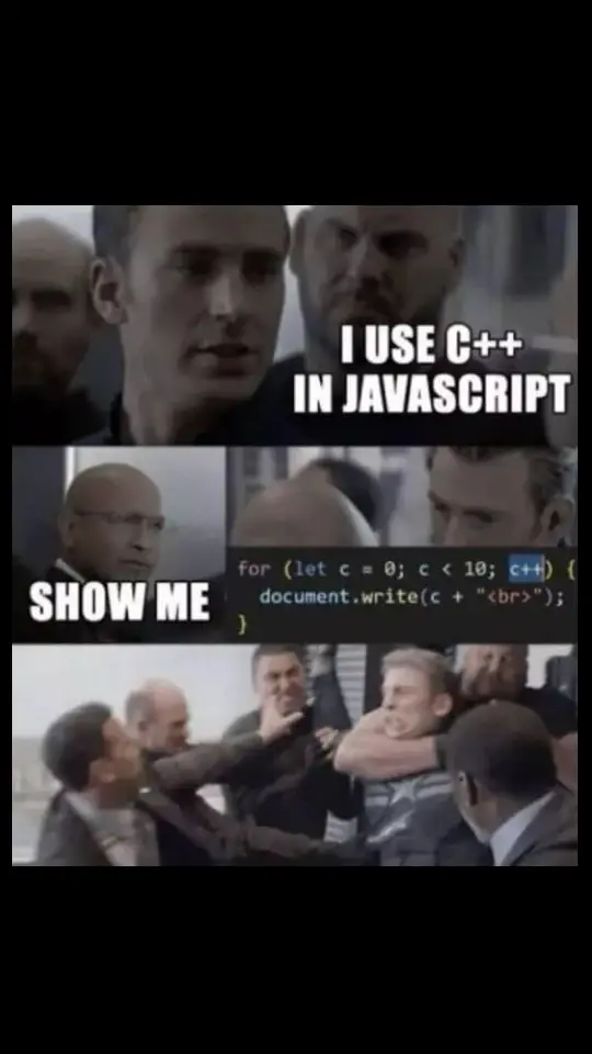 When you tell your friend you're using C++ in JavaScript and they ask you to show them! 😆💻 #programming #javascript #cpp #meme #humor #coding #developer #coder #webdevelopment #softwareengineering #programmerlife #technology #computers #tech #engineeringstudent #creativity #digitalworld #techenthusiasts #socialmedia #engineeringexperience #futureworld #careerpath #codingjokes #techtrends