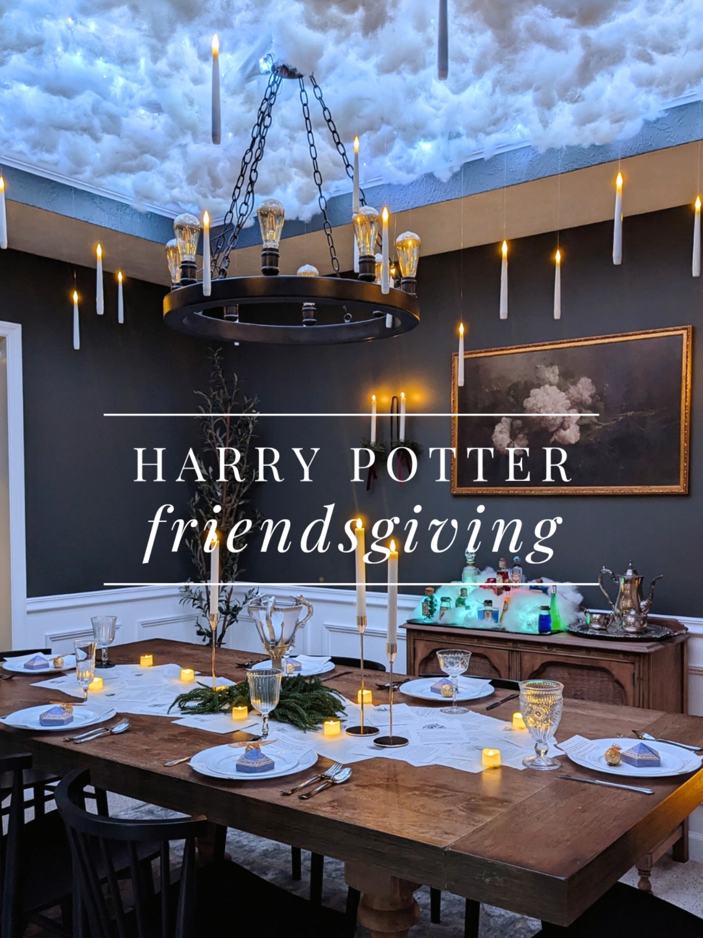 Welcome to Hogwarts 🏰🪄🐍⚡✨ Our Harry Potter themed Friendsgiving was a year in the making & it was so fun getting to finally see all of our visions come to life. I solemnly swear we were up to no good...🖤✨ #harrypotter #harrypottertiktok #harrypotterparty #harrypotterfan #harrypottergirl #hogwarts #hogwartsismyhome #potterhead #friendsgiving #christmastime #thanksgiving #happychristmas 