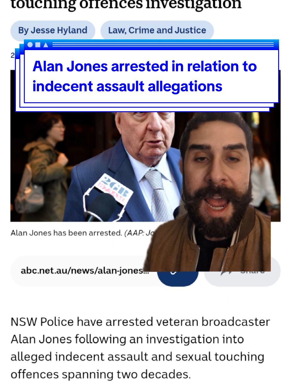 Alan Jones has been arrested in Sydney in relation to indecent assault allegations #notlegaladvice 