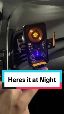 Wireless phone car charger at night #wirelesscharger #phonecharger #carphonemount 