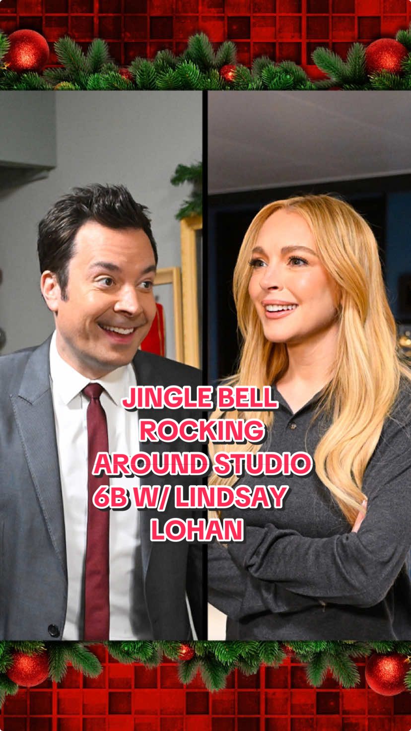 Jingle bell rocking around Studio 6B 📻 @lindsaylohan #FallonTonight #TonightShow #LindsayLohan #MeanGirls #JimmyFallon