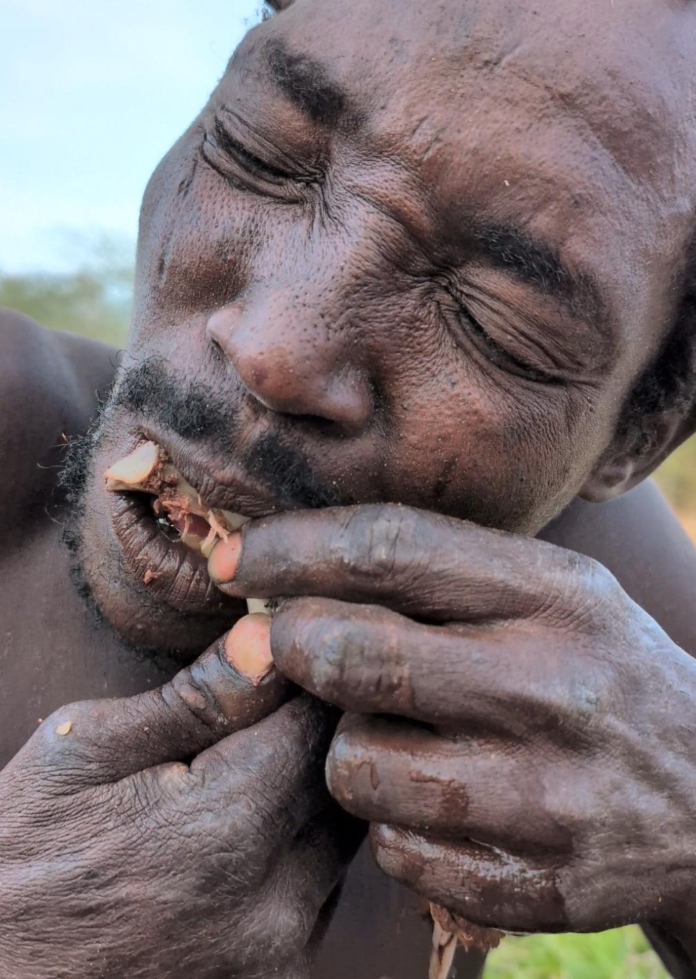 Wow That's awesome food 😋 See how Hadza bushman enjoys his favorite food #africastories #hadzabetribe #USA #UK #tiktokindia 