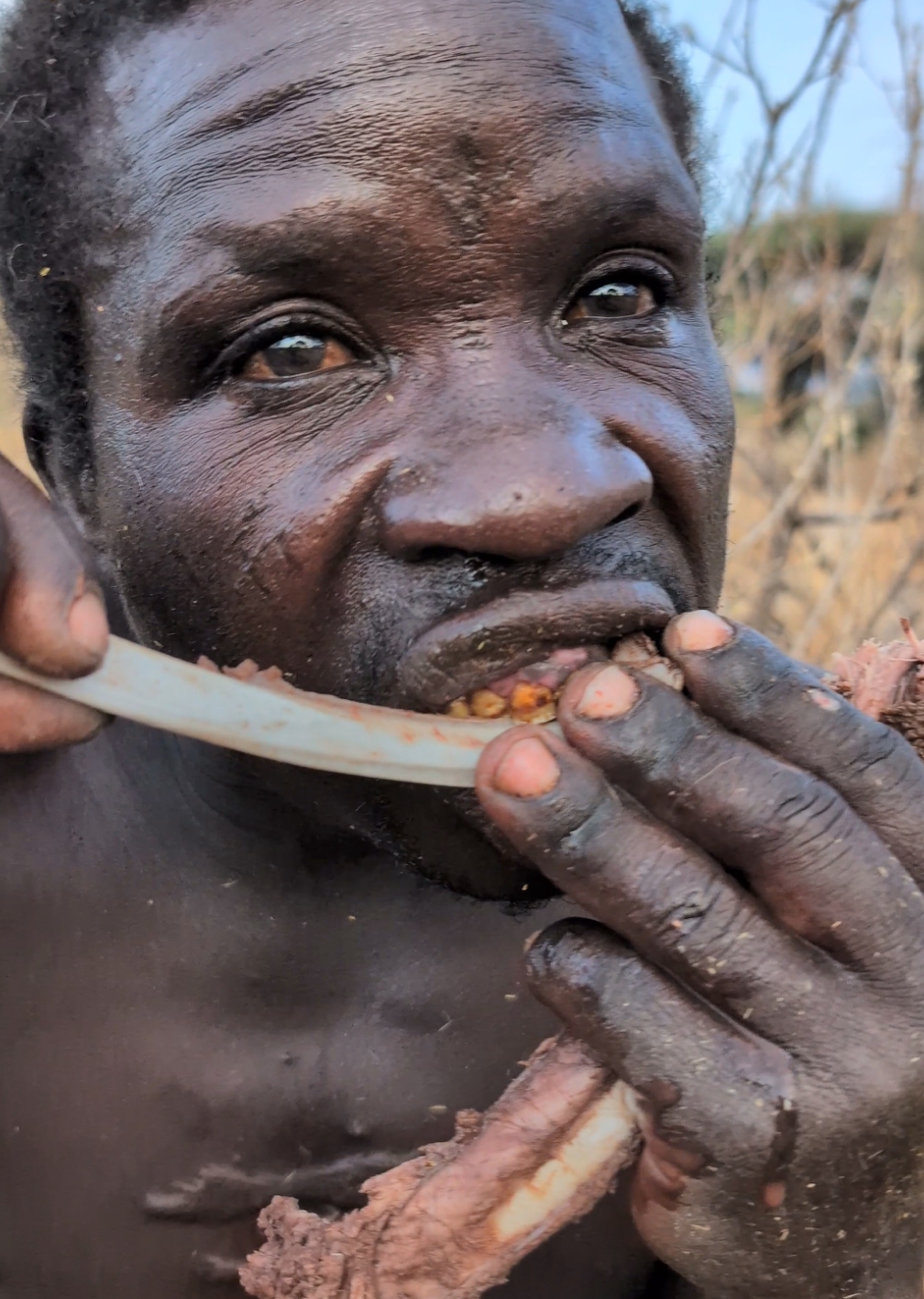 hadzabe tribe man are very serious with Food food, They don't Joke with food Although is very delicious 😋😋#hadzabetribe #africatribes #villagelife #tiktok #USA 