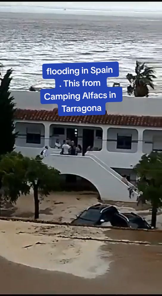 flooding in Spain  . This from Camping Alfacs in Tarragona #Valencia #flooded #DANA #flooding #Spain #Floods #SpainFloods #flood 