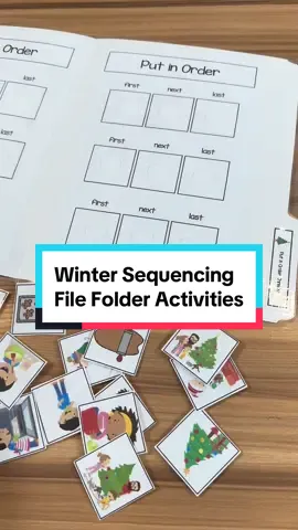 It’s never too early for Christmas! 🌲🎄 Winter Sequencing File Folder Activities are the perfect activity to prep now and use all season long.  Covers Valentine’s Day, Christmas, and Winter themes. #winteractivities #specialeducation #specialeducationteacher #spedteacher #spedteachersoftiktok #specialeducation 