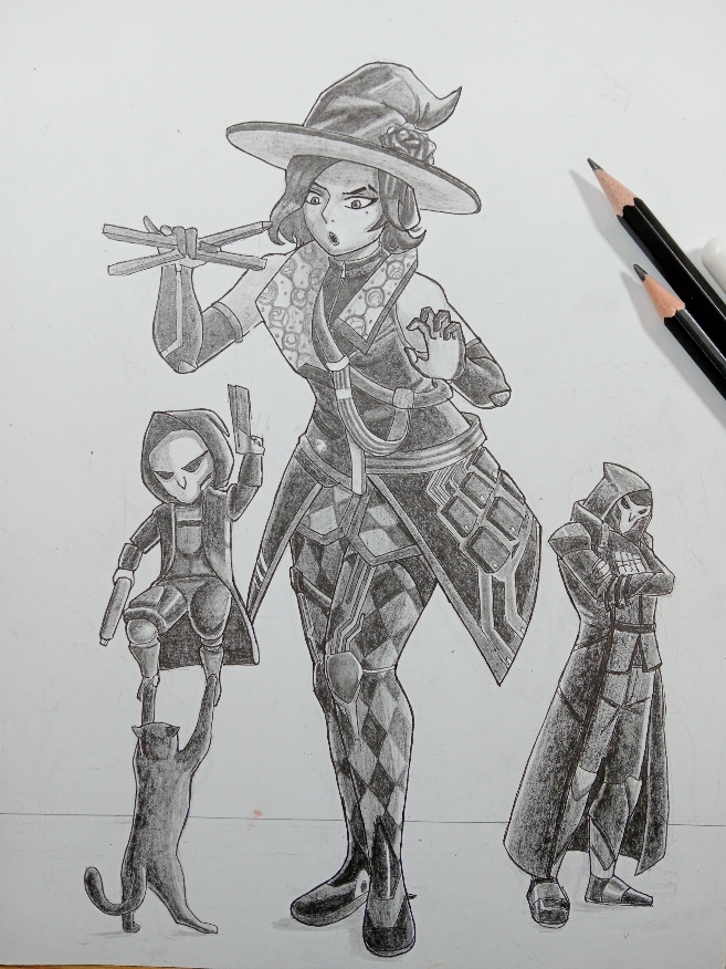 I know the dates have already passed, but I wanted to share this fan art of Sombra with her witch skin, I was wrong in the perspective, I couldn't find her, But I hope to correct that in the next drawing, thanks for watching . #dibujo #draw #fanart #overwatch #sombra #reaper #dibujoalapiz 