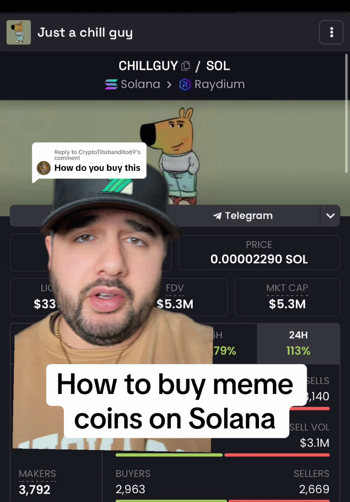 Replying to @CryptoTitobandito69 how to buy meme coins and chill guy on solana. #chillguy 