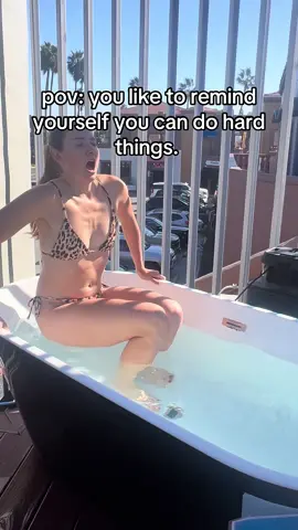 Cold plunge benefits- I know there are a ton but the main reason I cold plunge is to remind myself I can do hard things! 🥶❄️🧊 #coldplunge #icebath #coldplungebenefits 