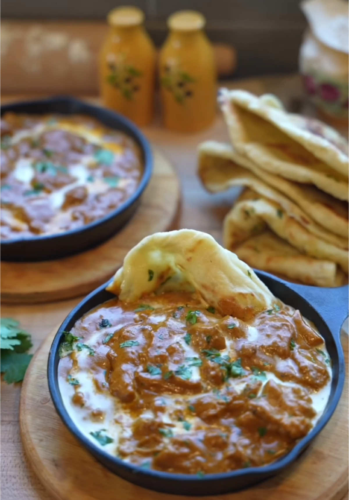 Silky, Flavor-packed Butter Chicken ♡  🫶🏼 As always, I recommend checking out the full blog post rather than just relying on the ingredients. The instructions and tips I couldn’t fully explain in the video are all neatly laid out for you there! Ingredients you’ll need: * 1 lb boneless chicken thighs cubed * 1 lb chicken breast cubed  Chicken Marinade✮⋆˙ * 1/2 cup greek yogurt plain  * 6 cloves garlic freshly grated  * 1 tbsp ginger freshly grated, about 6 grams  * 2 tsp lemon juice  * 1/2 tsp garam masala * 1 tsp ground cumin  * 1 tsp ground coriander  * 1/2 tsp turmeric  * 1/2 tsp paprika  * 1 tsp salt  Gravy (sauce) ✮⋆˙ * 2 tbsp ghee * 1 tbsp olive oil  * 1 shallot finely minced * 1/2 tsp turmeric  * 1 1/2 tsp ground cumin  * 1 tsp powdered ginger optional (I enjoy doing both fresh a powdered in this recipe ) * 1 tsp garlic powder optional (I enjoy doing both fresh a powdered in this recipe ) * 1 tsp salt adjust to preference !! * 1 tsp chili powder * 1 tsp ground coriander  * 1/3 cup cashews soaked the morning of in hot water (can skip this ingredient if you're allergic or simply don't want to include it) you can also skip soaking them – but it makes them blend better into our sauce  * 14 oz can diced tomatoes with juice  * 6 cloves garlic freshly grated * 1 tbsp ginger freshly grated, about 6 grams  * 1 cup heavy cream  * 1 tbsp garam masala  * 8 tbsp butter, unsalted cubed  Garnish✮⋆˙ * 1 tbsp fresh cilantro chopped  * 1 tbsp heavy cream for a heavy cream swirl if desired #butterchicken #indianfood #DinnerIdeas #recipeoftheday 