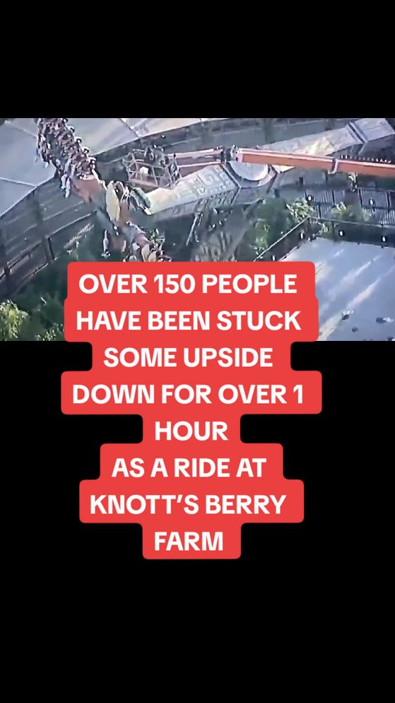 OVER 150 PEOPLE HAVE BEEN STUCK SOME UPSIDE DOWN FOR OVER 1 HOUR AS A RIDE AT #knottberry #farm BERRY FARM IN #ORANGECOUNTY CA HAS MALFUNCTIONED.  #KnottsBerryFarm #BuenaParkCA #SolSpin #ca #rollercoaster 