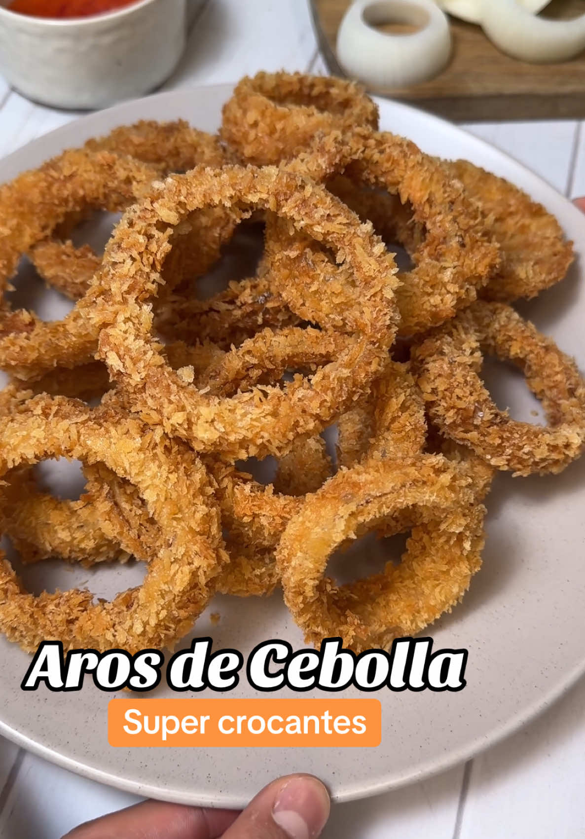 Aros de Cebolla super crocantes y muy fáciles de hacer 🤤👌🏻 #Receta #tiktokfood #comidatiktok 