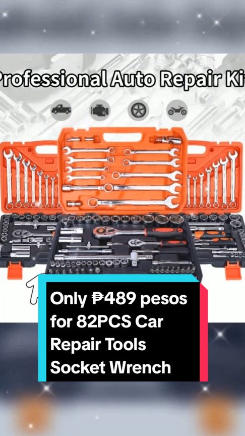 Only ₱489 pesos for 82PCS Car Repair Tools Socket Wrench Set with Torque Wrench Tool Full Box Set Auto Repair For Cars Motorcycle motortool! Don't miss out! Tap the link below! #repairtools #socketwrench #TikTokShop #tiktokfinds #TikTokFashion #tiktokph #tiktokaffiliate #LearnOnTikTok 