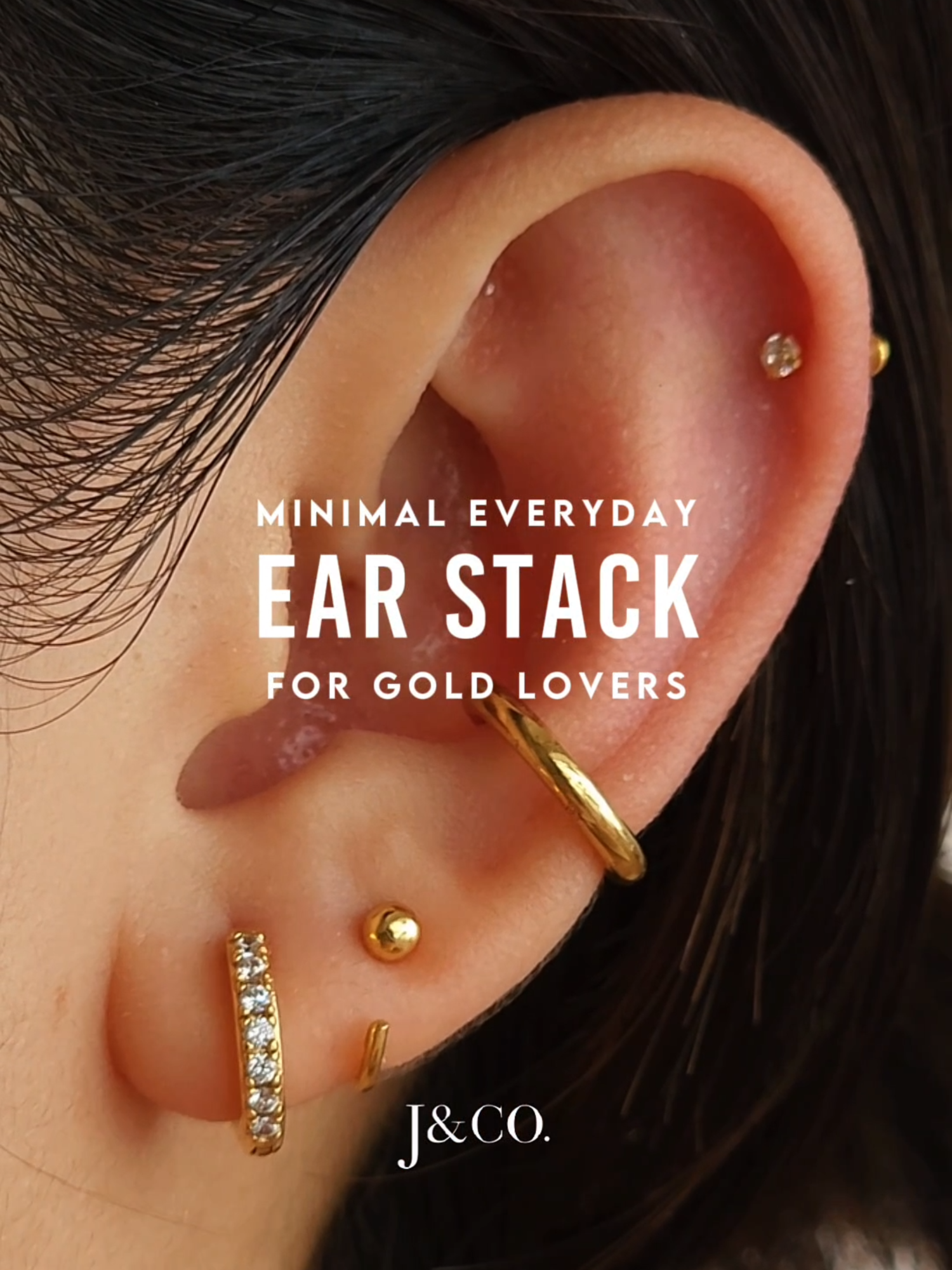 Golden essentials for your everyday look ✨ This minimal ear stack is perfect for gold lovers who love to keep it chic and simple. Don’t miss out—shop now with up to 50% off during our Early Bird Sale! 🛍️ #ear #earrings #earstyling #earstack #earringslovers #earringinspo #trending #popular #stylewithme #musthave #flatbackearring #tryon #labret #piercing #daintyjewelry #jcojewellery #jco