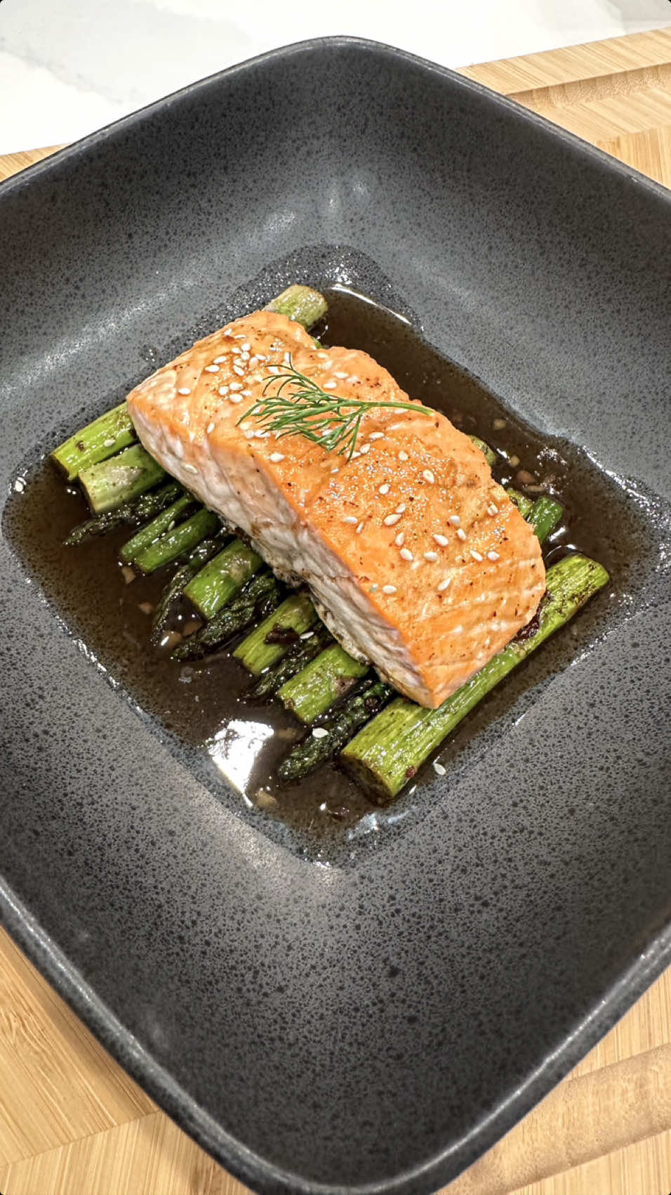 Honey Miso glazed salmon with panseared asparagus and ponzu sauze gastrique                                          #FoodLover #chef #cooking #viralvideo #viraltiktok #trending #eat #everyone #vegas #wine #selftaught 