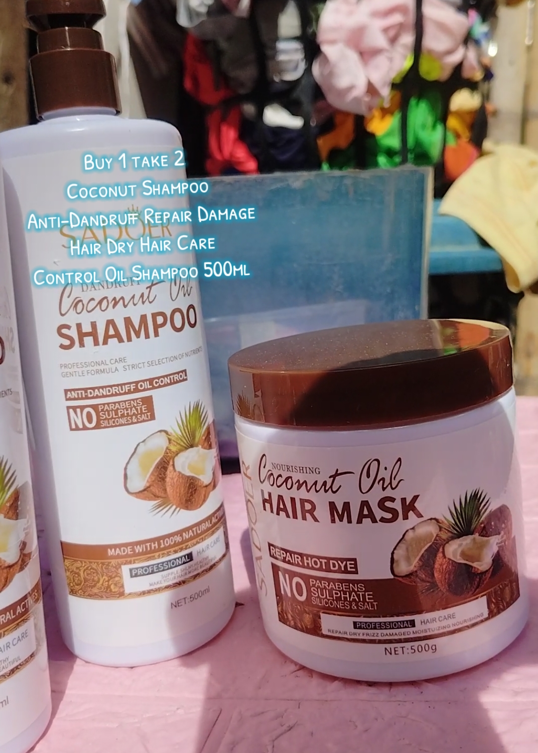 Buy 1 take 2 Coconut Shampoo Anti-Dandruff Repair Damage Hair Dry Hair Care Control Oil Shampoo 500ml 