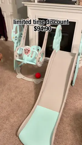 Surprising our daughter with this slide & swing set for her 1st birthday 🎀💗✨ #slideandswingset #indoorplayground #christmasgiftideas #rengue #swingset #toddlermusthave #blackfridaydeals
