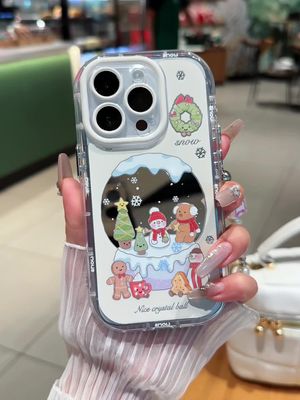 Casing ponsel manusia salju Natal yang lucu, cocok untuk Android iPhone, dengan pesona gelang