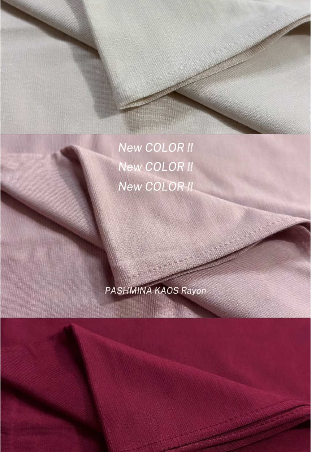 3 New COLOR !! PASHMINA KAOS Rayon #pashmina #pashminakaos #hijabtiktok 