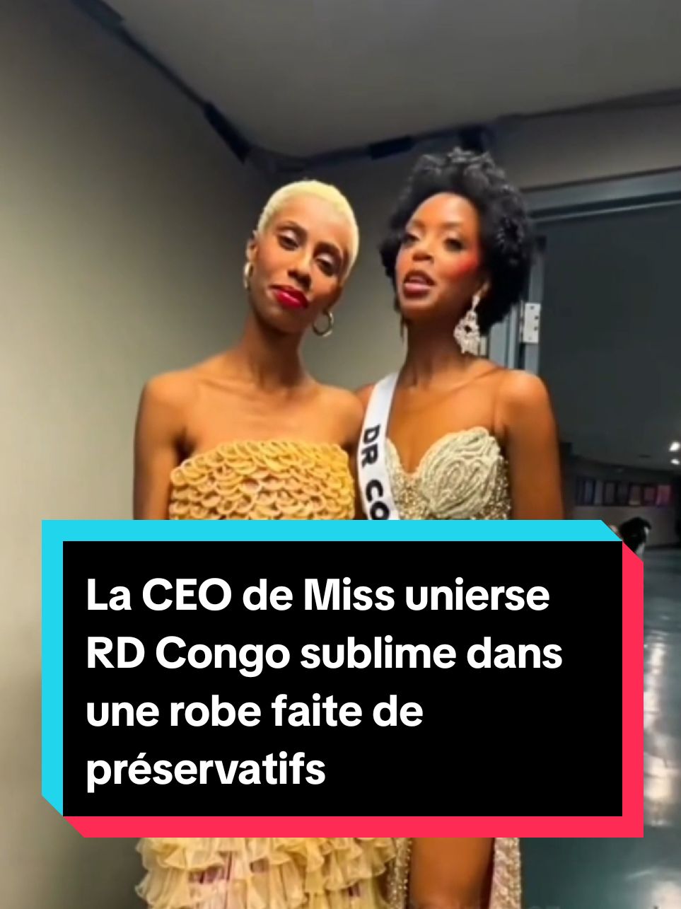 La directrice de miss universe RDC Anado Kabika a attiré tous les regards  samedi dernier à la soirée de miss universe 2024 dans sa robe faites de préservatifs  #lesmissdumonde 